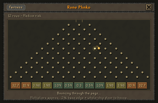 Plinko as it appears inside Sand Arena